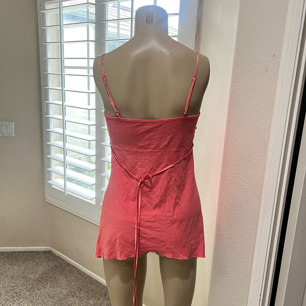 Y2k Milkmaid jersey tie front belt strap Orange summer cami tank blouse fairy xs - Picture 7 of 13
